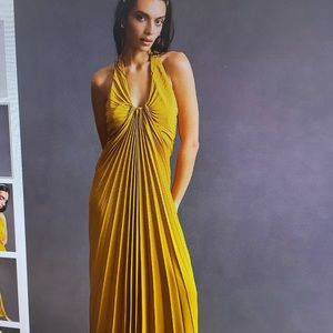 Anthropology Gold Halter Dress